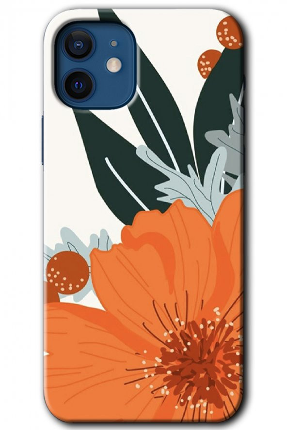 iPhone 12 Mini Kılıf HD Desen Baskılı Arka Kapak - Portakal Çiçeği - 1