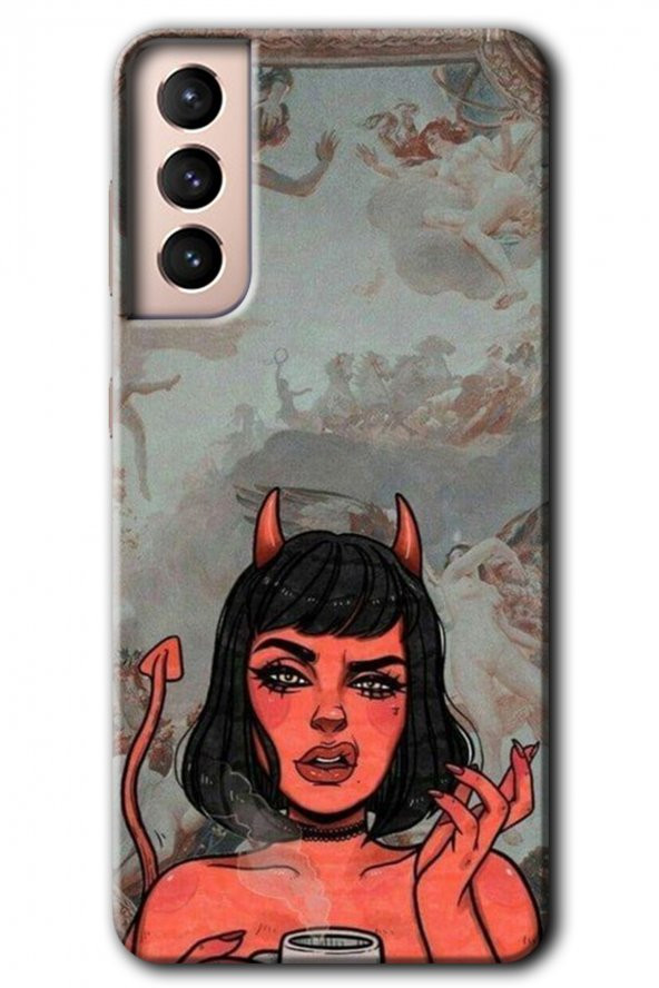 Galaxy S21 Kılıf HD Desen Baskılı Arka Kapak - Devil Girl