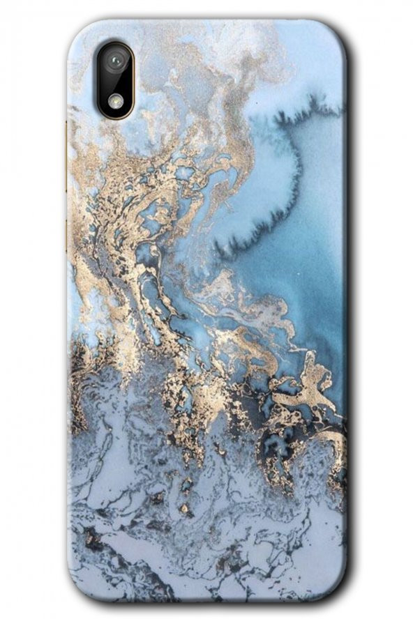 Huawei Y5 2019 Kılıf HD Desen Baskılı Arka Kapak - Eski Mermer