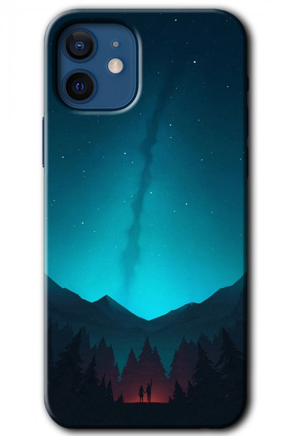iPhone 12 Kılıf HD Desen Baskılı Arka Kapak - Night Fores Mount