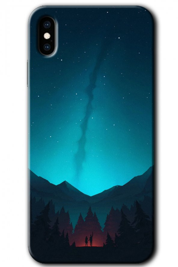iPhone X Kılıf HD Desen Baskılı Arka Kapak - Night Fores Mount