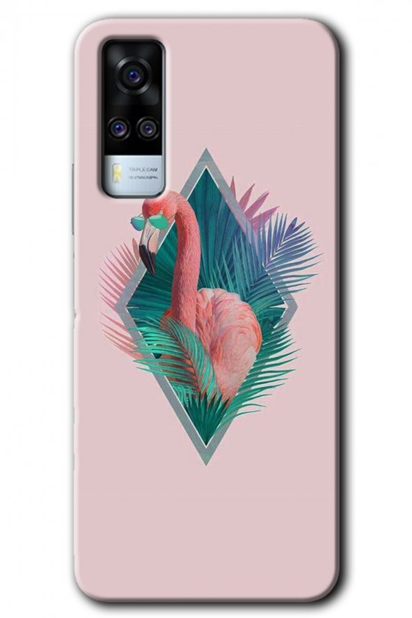 Vivo Y51 Kılıf HD Desen Baskılı Arka Kapak - Flamingo