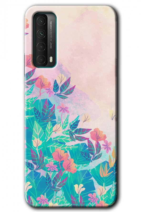 Huawei P Smart 2021 Kılıf HD Desen Baskılı Arka Kapak - Çizim Yapraklar