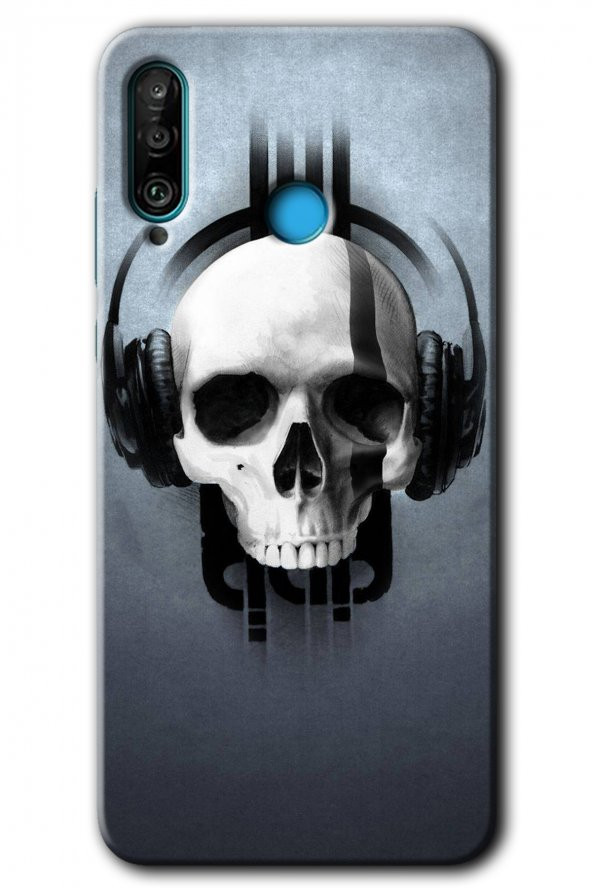 Huawei P30 Lite Kılıf HD Desen Baskılı Arka Kapak - Müzik Kurukafa