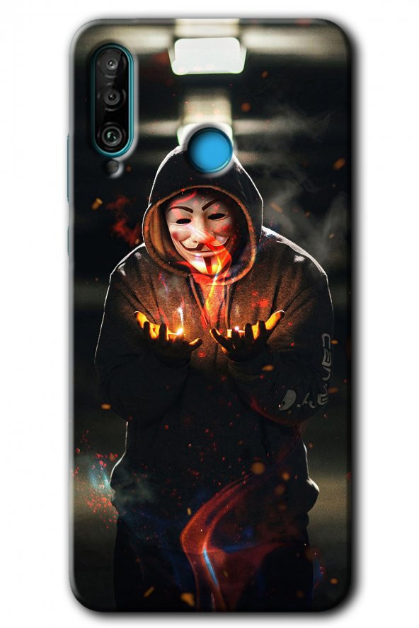 Huawei P30 Lite Kılıf HD Desen Baskılı Arka Kapak - V for Fire