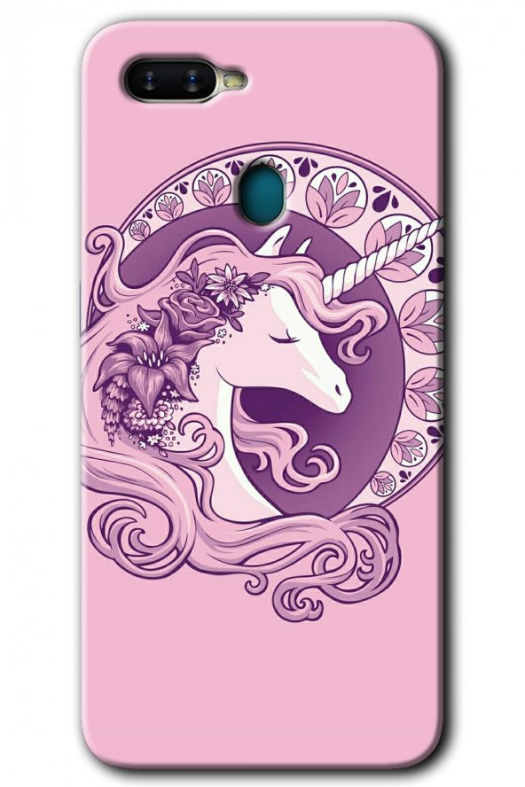 Oppo A5s Kılıf HD Desen Baskılı Arka Kapak - Unicorn-Pembe