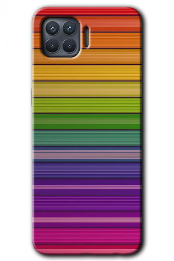 Oppo Reno 4 Lite Kılıf HD Desen Baskılı Arka Kapak - Colorful Lines - 1