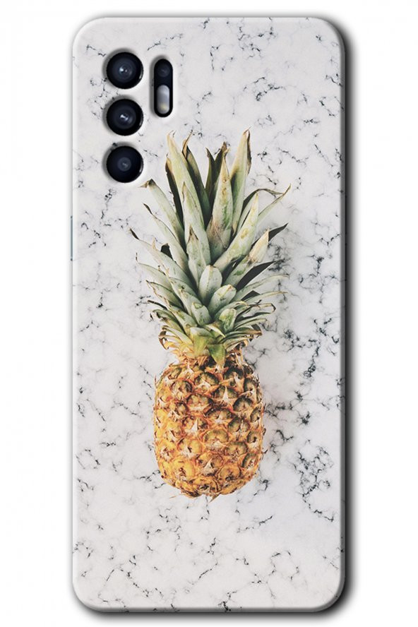 Oppo Reno 6 Kılıf HD Desen Baskılı Arka Kapak - Ananas - 1