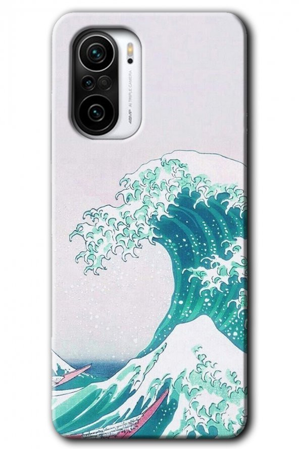 Redmi K40 Kılıf HD Desen Baskılı Arka Kapak - Dalga - 1