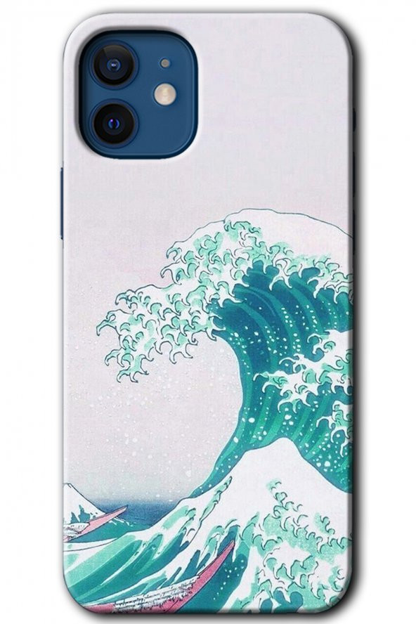 iPhone 12 Mini Kılıf HD Desen Baskılı Arka Kapak - Dalga - 1