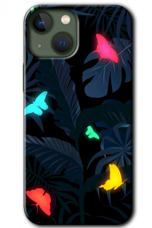 iPhone 13 Kılıf HD Desen Baskılı Arka Kapak - Lighter Butterfly