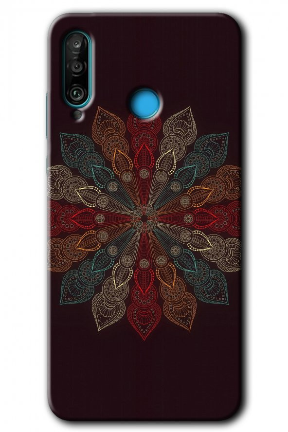Huawei P30 Lite Kılıf HD Desen Baskılı Arka Kapak - Mandala Flower Wal