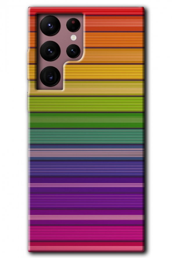 Galaxy S22 Ultra Kılıf HD Desen Baskılı Arka Kapak - Colorful Lines