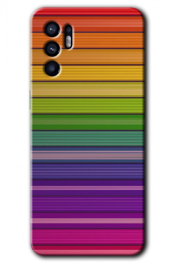 Oppo Reno 6 Kılıf HD Desen Baskılı Arka Kapak - Colorful Lines