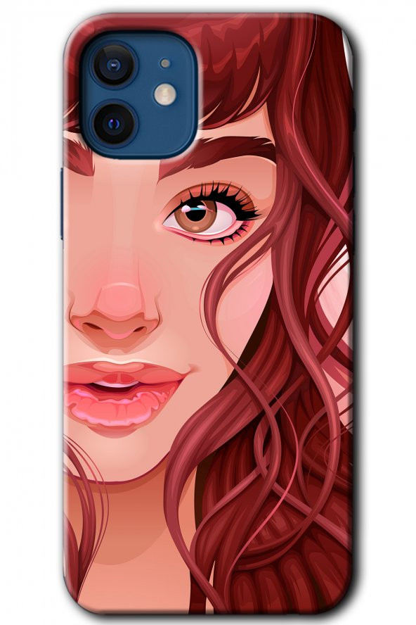 iPhone 12 Mini Kılıf HD Desen Baskılı Arka Kapak - Kızıl Kız - 1