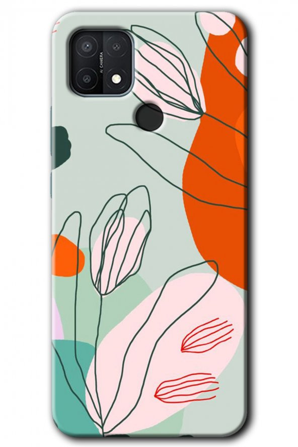 Oppo A15s Kılıf HD Desen Baskılı Arka Kapak - Vektör Çiçekler