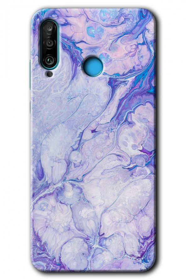 Huawei P30 Lite Kılıf HD Desen Baskılı Arka Kapak - Spots Lilac