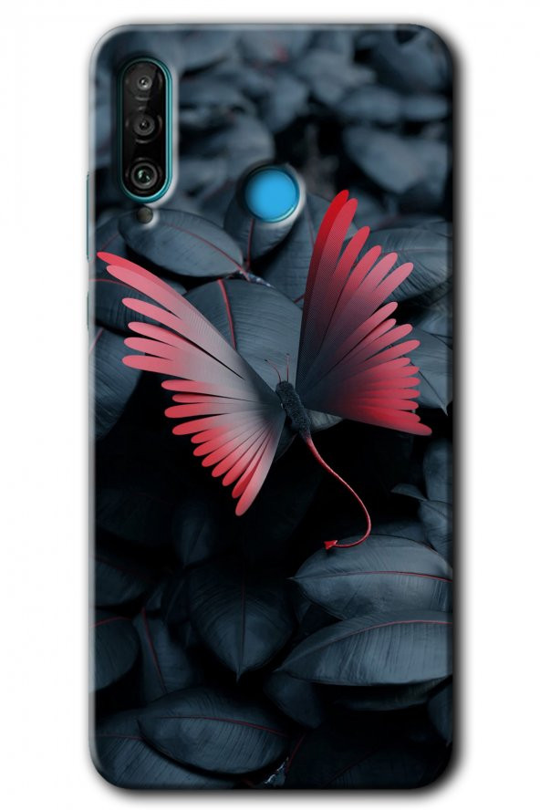 Huawei P30 Lite Kılıf HD Desen Baskılı Arka Kapak - Dark Butterfly