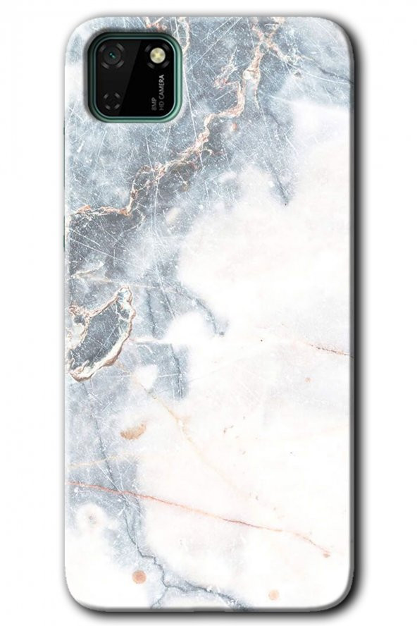 Huawei Y5P Kılıf HD Desen Baskılı Arka Kapak - White Marble - 1