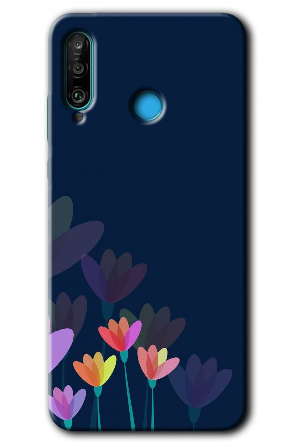 Huawei P30 Lite Kılıf HD Desen Baskılı Arka Kapak - Çizim Çiçekleri