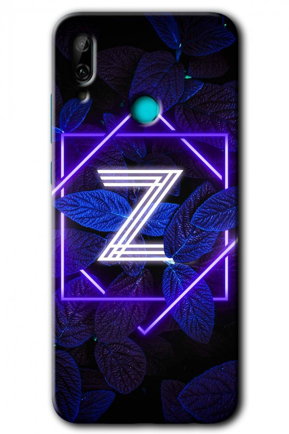 Huawei P smart 2019 Kılıf HD Desen Baskılı Arka Kapak - Dark Neon Yaprak Z Harfi