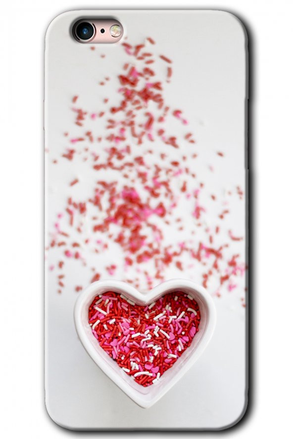 iPhone 6s Plus Kılıf HD Desen Baskılı Arka Kapak - Kalpli Şekerleme