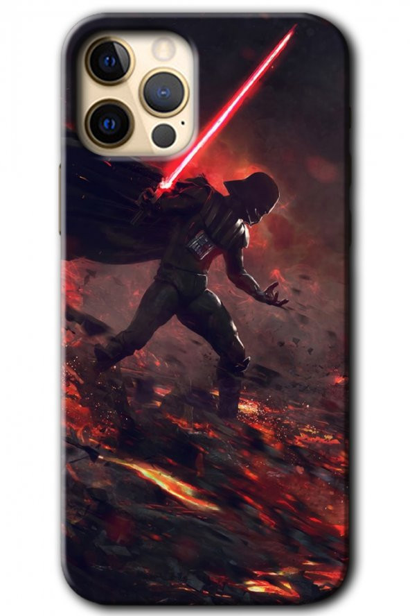 iPhone 12 Pro Max Kılıf HD Desen Baskılı Arka Kapak - Darh Vader Wars