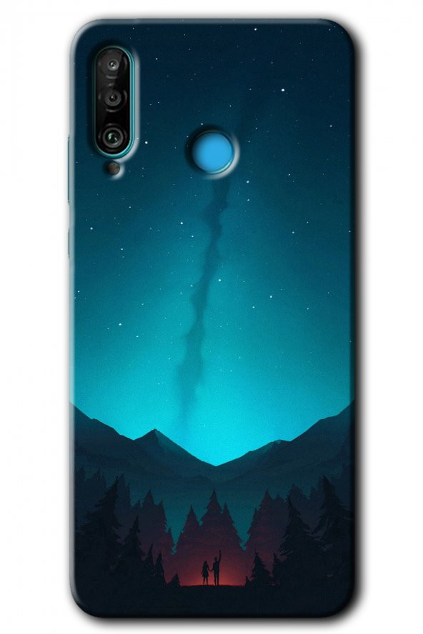 Huawei P30 Lite Kılıf HD Desen Baskılı Arka Kapak - Night Fores Mount