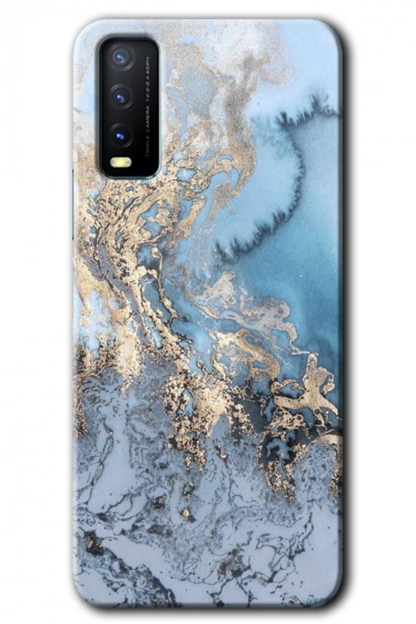 Vivo Y11s Kılıf HD Desen Baskılı Arka Kapak - Eski Mermer
