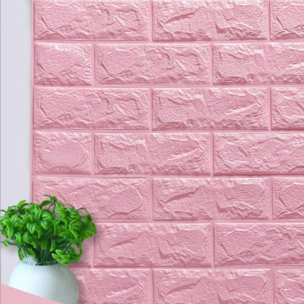 Renkli Duvarlar Kendinden Yapışkanlı Salon Ofis Pembe Duvar Kağıdı Paneli NW03 - 3