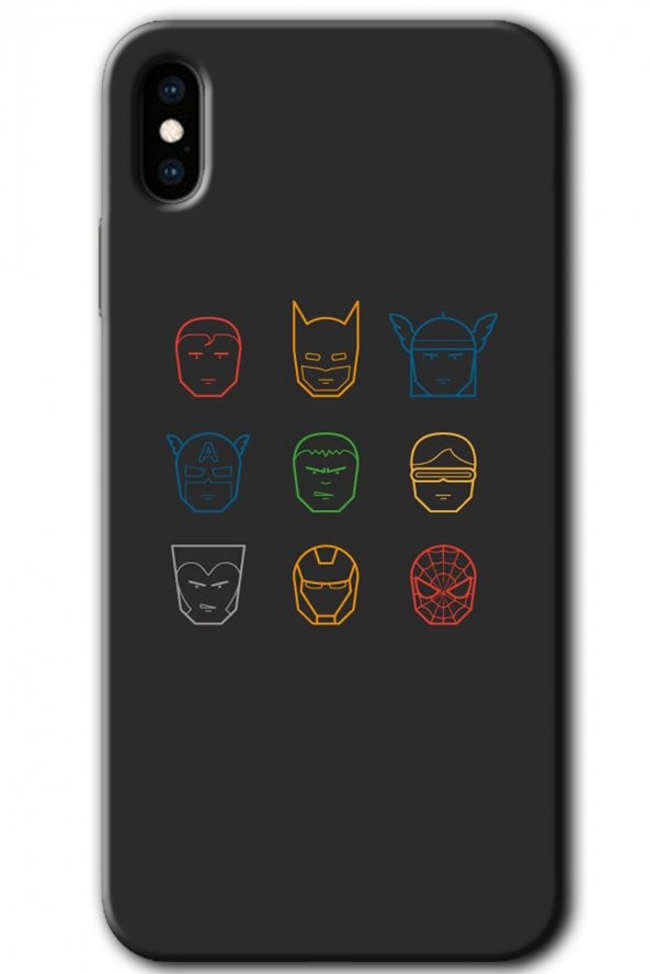 iPhone Xs Max Kılıf HD Desen Baskılı Arka Kapak - Avengers Minimalism