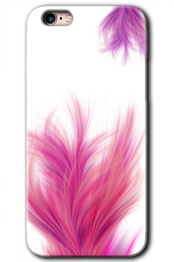 iPhone 6s Plus Kılıf HD Desen Baskılı Arka Kapak - Pembe Tüy