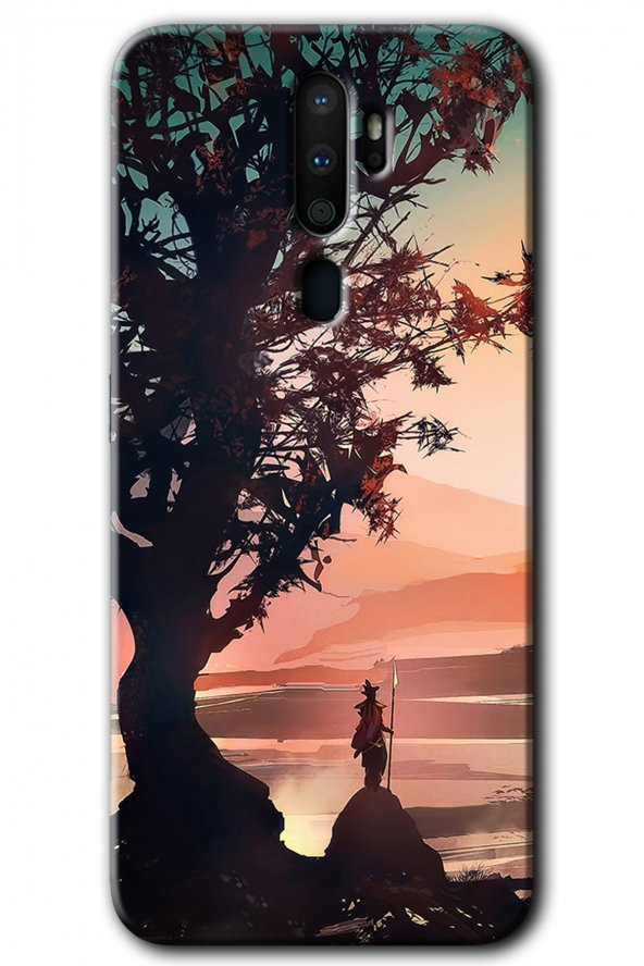 Oppo A5 2020 Kılıf HD Desen Baskılı Arka Kapak - Yalnız Savaşcı