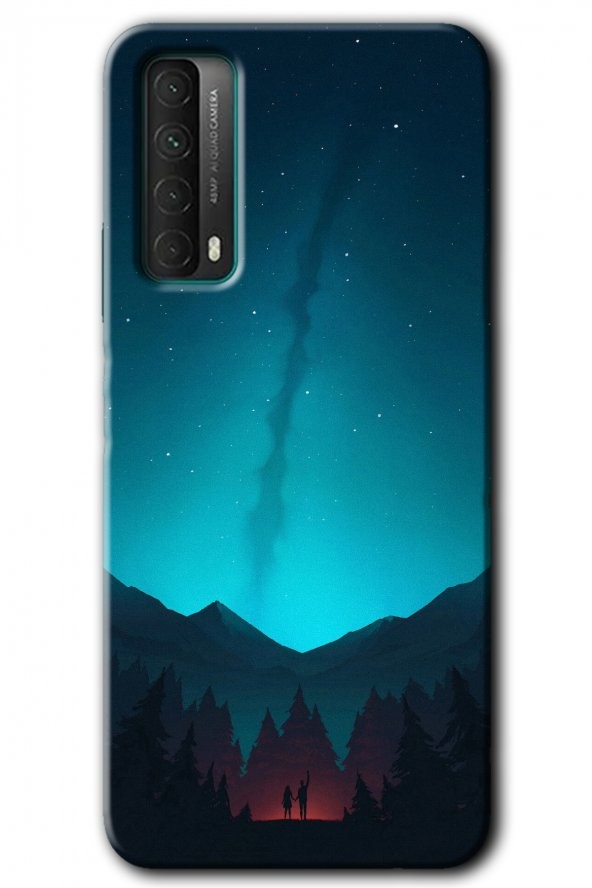 Huawei P Smart 2021 Kılıf HD Desen Baskılı Arka Kapak - Night Fores Mount