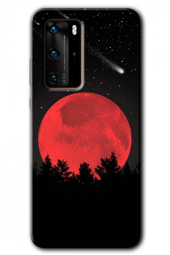 Huawei P40 Pro Kılıf HD Desen Baskılı Arka Kapak - Kanlı Ay