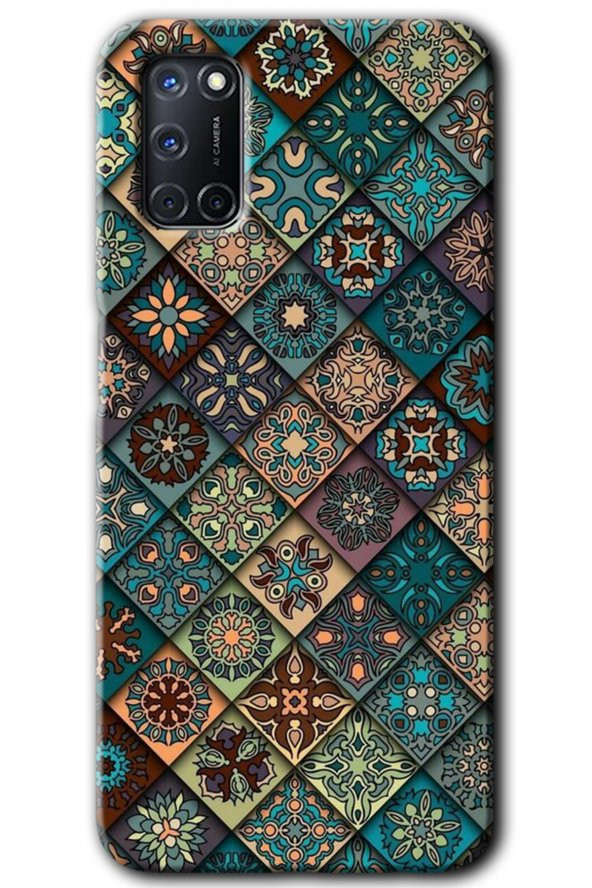 Oppo A52 Kılıf HD Desen Baskılı Arka Kapak - Mandala Desen