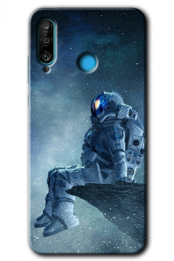 Huawei P30 Lite Kılıf HD Desen Baskılı Arka Kapak - Astronot Yalnızlığı