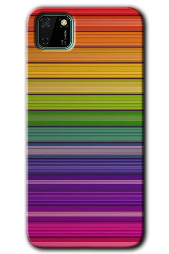 Huawei Y5P Kılıf HD Desen Baskılı Arka Kapak - Colorful Lines