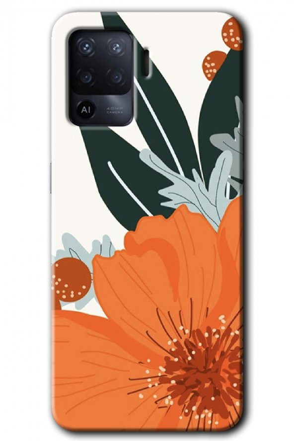 Oppo Reno 5 Lite Kılıf HD Desen Baskılı Arka Kapak - Portakal Çiçeği - 1