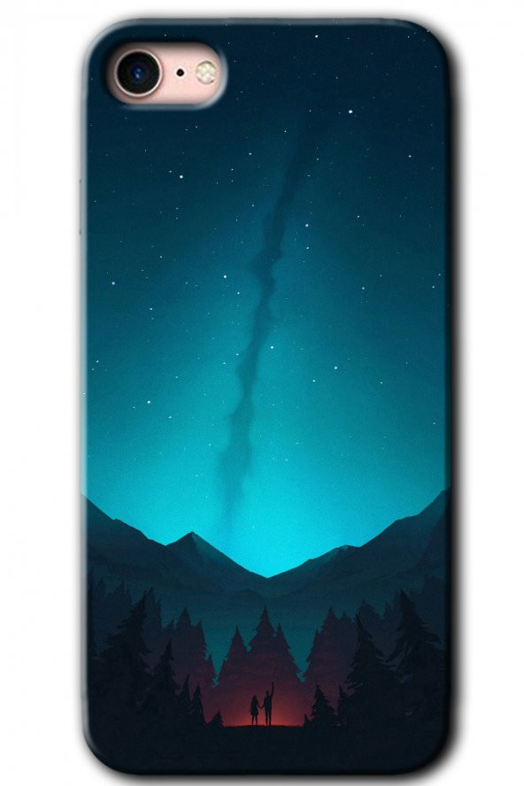 iPhone 7 Kılıf HD Desen Baskılı Arka Kapak - Night Fores Mount