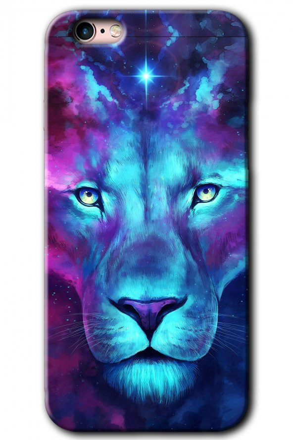 iPhone 6s Plus Kılıf HD Desen Baskılı Arka Kapak - Neon Lion