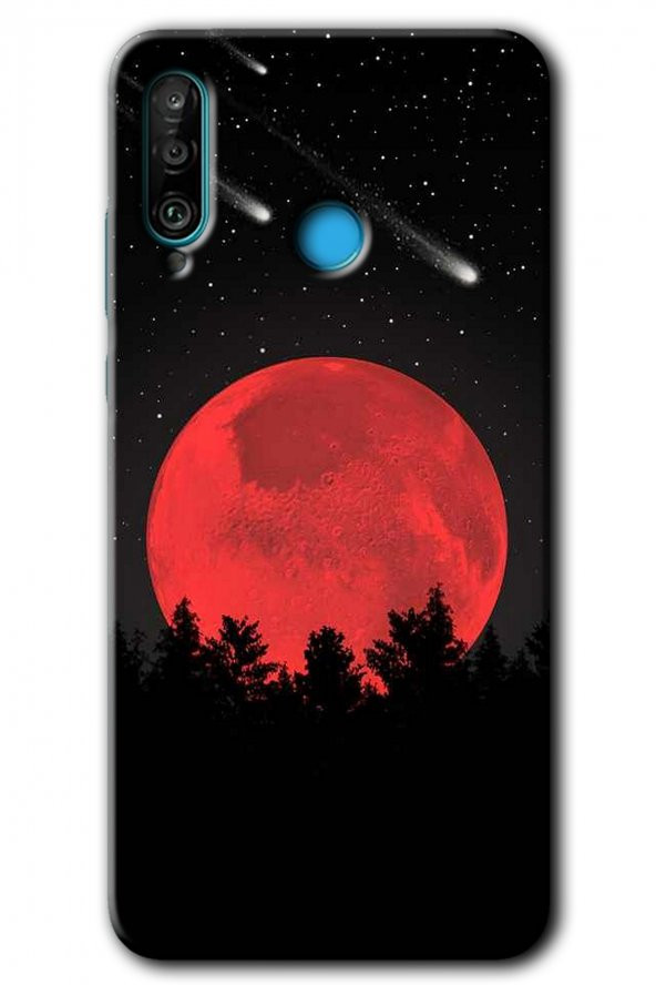 Huawei P30 Lite Kılıf HD Desen Baskılı Arka Kapak - Kanlı Ay