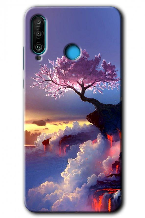 Huawei P30 Lite Kılıf HD Desen Baskılı Arka Kapak - Wash Red Wall