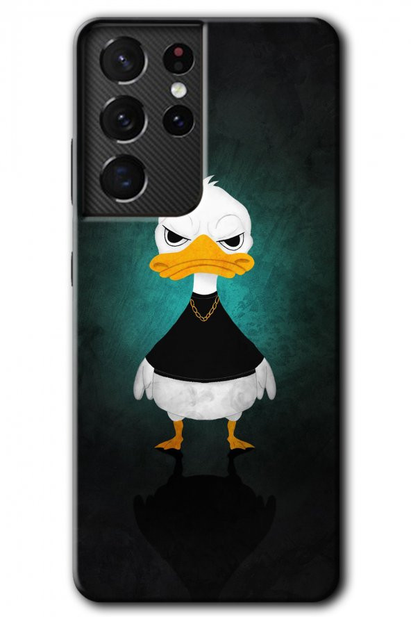 Galaxy S21 Ultra Kılıf HD Desen Baskılı Arka Kapak - Angry Duck