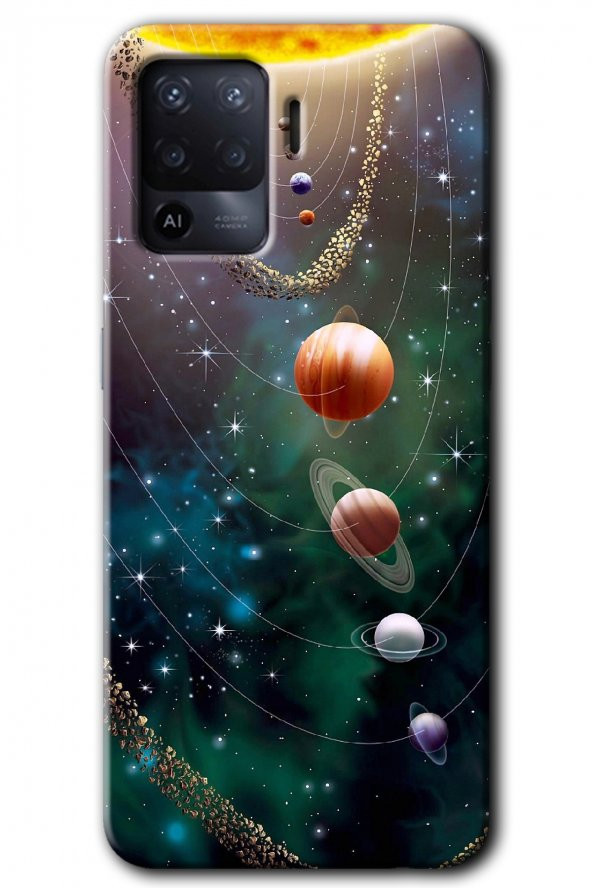 Oppo Reno 5 Lite Kılıf HD Desen Baskılı Arka Kapak - Cosmos - 1
