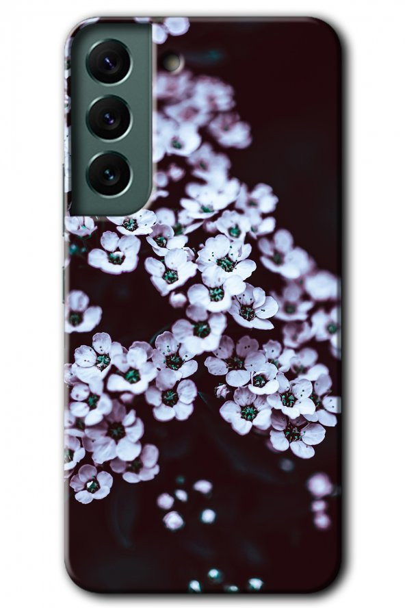 Galaxy S22 Plus Kılıf HD Desen Baskılı Arka Kapak - Beyaz Çiçek