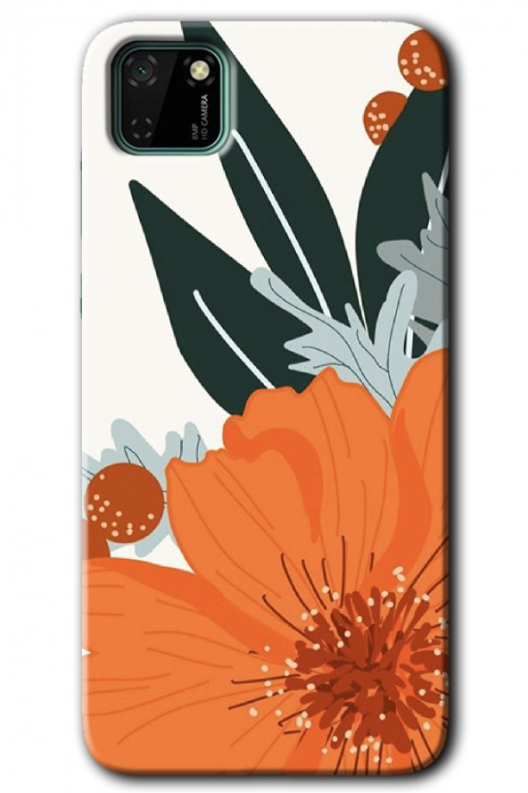 Huawei Y5P Kılıf HD Desen Baskılı Arka Kapak - Portakal Çiçeği