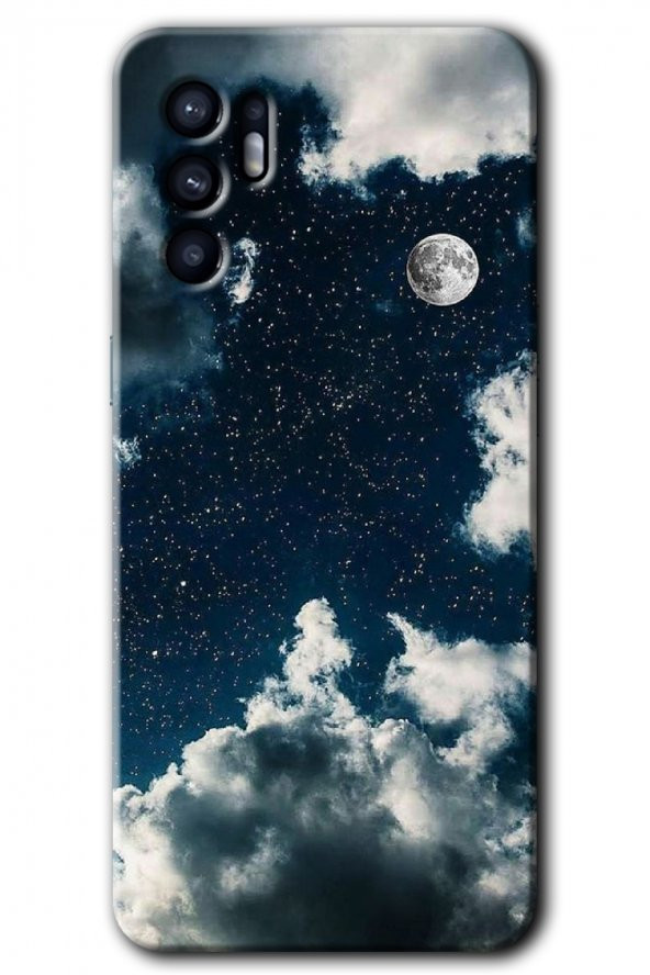 Oppo Reno 6 Kılıf HD Desen Baskılı Arka Kapak - Gece Gökyüzü - 1