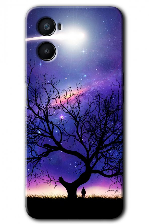 Oppo Reno 3 Kılıf HD Desen Baskılı Arka Kapak - Uzay Silüet - 1