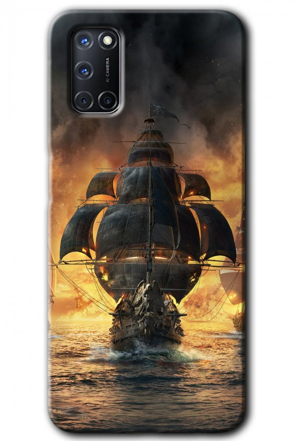 Oppo A52 Kılıf HD Desen Baskılı Arka Kapak - Siyah İnci